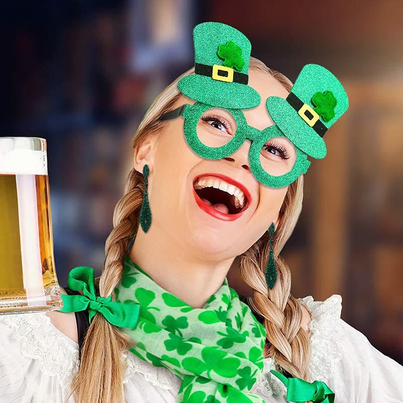 EVER FAITH Women's Austrian Crystal Double Waterdrop Bridal Pierced Dangle Earrings Green Black-Tone - Image 4